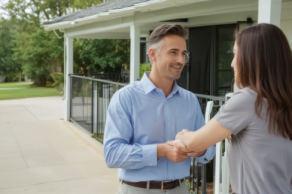 Professional consultant conducting initial home walkthrough